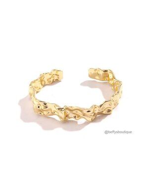 Hammered Cuff Bracelet Adjustable Open Bangle Geometric Statement Jewelry